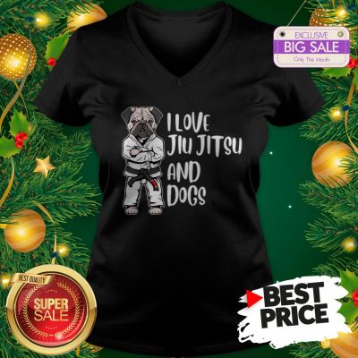 The Pretty Pug Jiu Jitsu I Love Jiu Jitsu And Dogs V-Neck