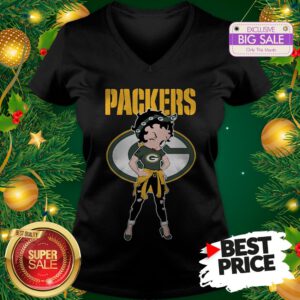 Top Betty Boop Green Bay Packers Lovely V-Neck