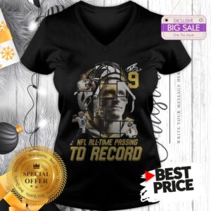 Under 9 Drew Brees Signed Passing To Record 540 New Orleans Saints V-Neck