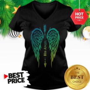 Wings His Angel Arrow Cross Funny V-neck