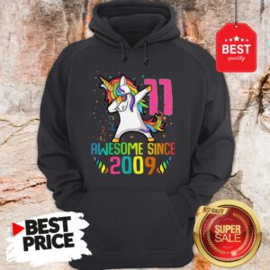 Awesome Since 2009 11 Years Old 11th Birthday Unicorn Dabbing Hoodie