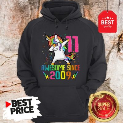 Awesome Since 2009 11 Years Old 11th Birthday Unicorn Dabbing Hoodie