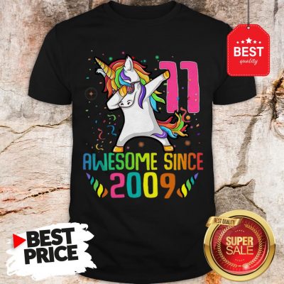 Awesome Since 2009 11 Years Old 11th Birthday Unicorn Dabbing Shirt
