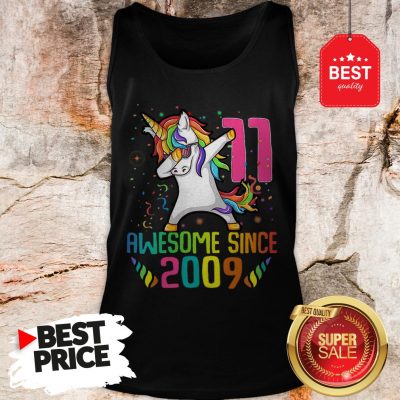 Awesome Since 2009 11 Years Old 11th Birthday Unicorn Dabbing Tank Top