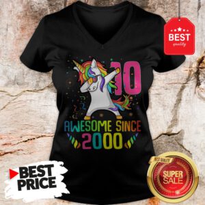 Awesome Since 2010 10 Years Old 10th Birthday Unicorn Dabbing V-Neck