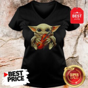 Beautiful Baby Yoda Hug Violin V-Neck