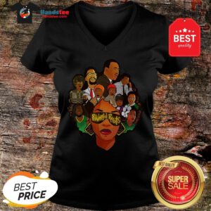 Black Women Powerful Roots Black History Month V-Neck