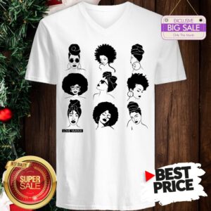 Official Afro And Headwrap Ladies Afrocentric Love Yaayaa V-Neck