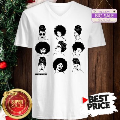 Official Afro And Headwrap Ladies Afrocentric Love Yaayaa V-Neck