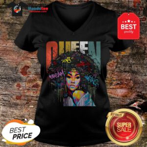 Official Black Women Queen Vintage Colorful V-Neck
