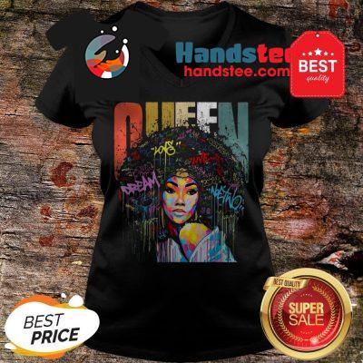 Official Black Women Queen Vintage Colorful V-Neck