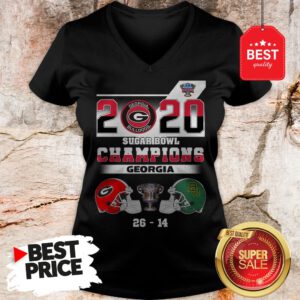Official Georgia Bulldogs 2020 Sugar Bowl Champions Georgia 26 14 V-Neck