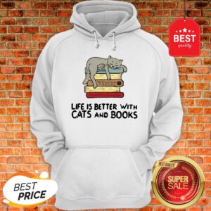 Tricou Pictat Manual Cats & Books Hoodie