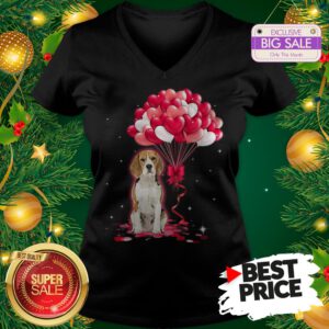 Wonderful Beagle Dog Love Balloons Heart V-neck