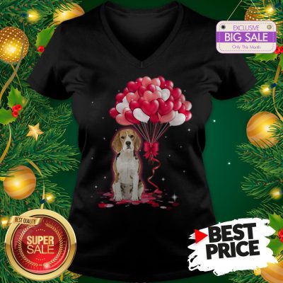 Wonderful Beagle Dog Love Balloons Heart V-neck