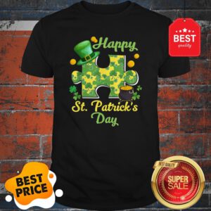 Autism Puzzle Wearing Laprechaun Hat St Patricks Day Gift Shirt