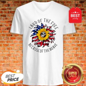Sunflower American Land Of The Free Because Of The Brave V-Neck