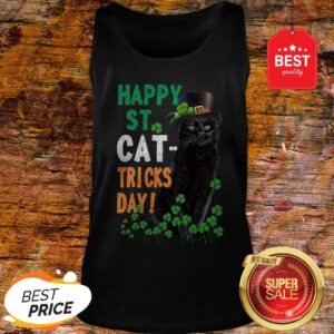 Official Happy St Cat-Tricks Day St. Patrick Day Black Cat Tank Top