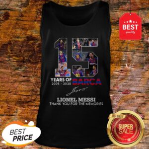 15 Years Of Barcelona Signature Lionel Messi Thank For Memories Tank Top