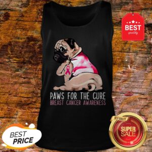 Official Pug Paws For The Cure Breast Cancer Awareness Pink Ribbon Tank Top