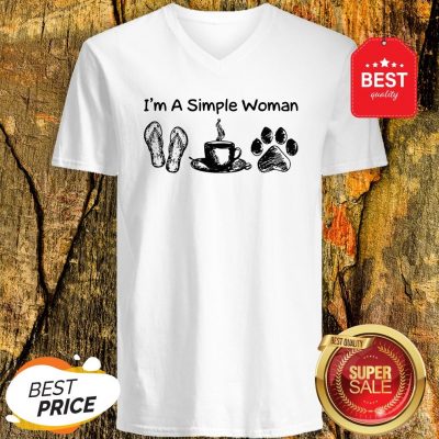 Official I’m A Simple Woman I Like Flip Flop Coffee And Paw Dog V-Neck