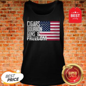 Official Cigars Bourbon Guns Freedom American Flag Tank Top