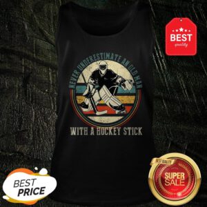 Official Never Underestimate An Old Man With A Hockey Stick Vintage Tank Top