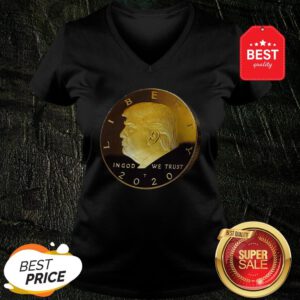 Official Donald Trump Gold Coin In God We Trust Liberty 2020 V-Neck