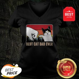 Official Best Cat Dad Ever Sunset Vintage V-Neck