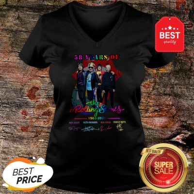 58 Years Of The Rolling Stones Logo 1962-2020 Signatures V-Neck