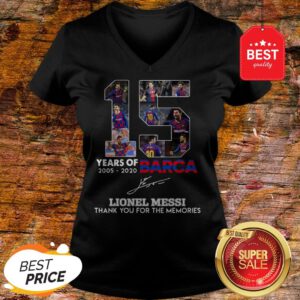 15 Years Of Barcelona Signature Lionel Messi Thank For Memories V-neck
