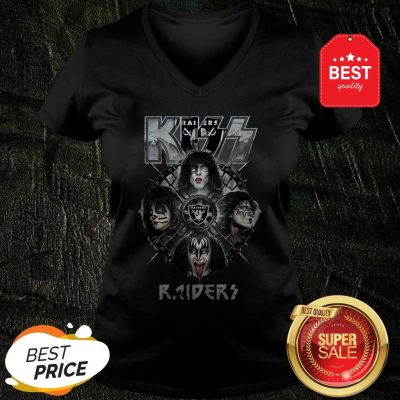 Official Kiss Mashup Oakland Raiders Logo V-Neck