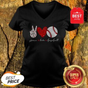 Official Diamond Peace Love Baseball V-Neck