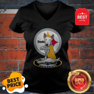Official Bull Terrier Tattoo Pittsburgh Steelers Logo V-Neck