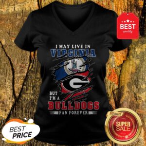 I May Live In Virginia But I’m A Georgia Bulldogs Fan Forever V-Neck
