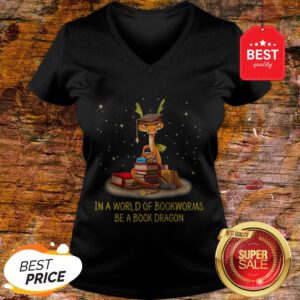 Official In A World Of Bookworms Be A Book Dragon V-Neck