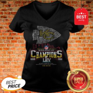 Official All Name Players Kansas City Chiefs Super Bowl LIV Champions V-Neck