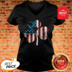 Official Clover St Patrick’s Day Shamrocks Irish American Flag V-Neck