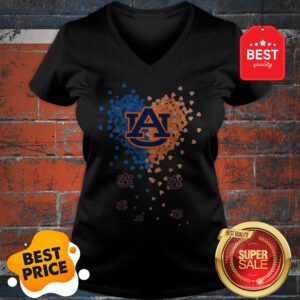 Official Love Auburn Tigers Tiny Hearts Shape V-Neck