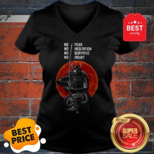 Official Musashi Samurai No Fear No Hesitation No Surprise No Doubt Sunset V-Neck