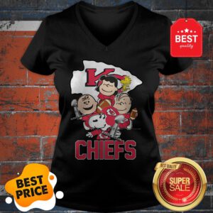 Official Snoopy Kansas City Chiefs Champion Peanuts Characters V-Neck