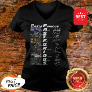 Official Fast & Furious Paul Walker Vin Diesel Dwayne Johnson Signatures V-Neck