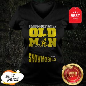 Official Never Underestimate An Old Man With A Snowmobile V-Neck