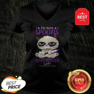 Official Grumpy No More Spoons Only Knives Left Fibromyalgia Awareness V-Neck