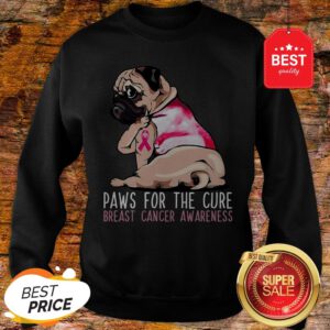 Official Pug Paws For The Cure Breast Cancer Awareness Pink Ribbon Sweatshirt