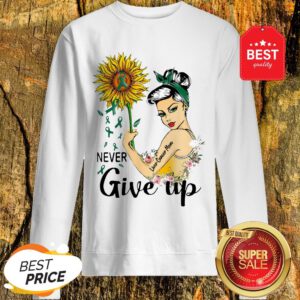 Never Give Up Liver Cancer Mom Cancer Awareness Girl Sunflower Sweatshirt