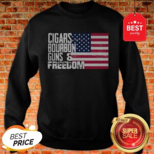 Official Cigars Bourbon Guns Freedom American Flag Sweatshirt