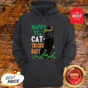 Official Happy St Cat-Tricks Day St. Patrick Day Black Cat Hoodie