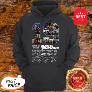 Official 19 Years Of Fast & Furious 2001 2020 10 Movies Signatures Hoodie