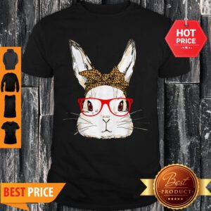 Cute Bunny Mom Leopard Bandana Sunglasses Easter Day Shirt